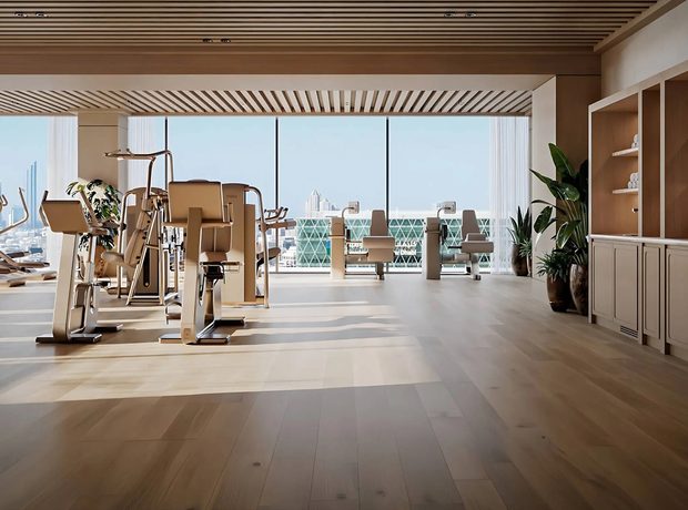 A fitness studio over the city